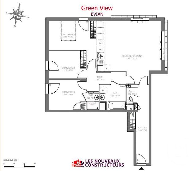 Appartement F4 à vendre - 4 pièces - 92,46 m2 - Evian Les Bains - 74 - RHONE-ALPES