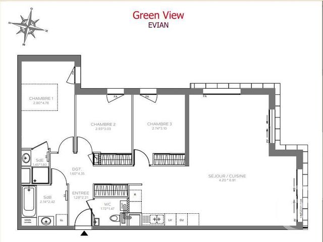 Appartement F4 à vendre - 4 pièces - 96,05 m2 - Evian Les Bains - 74 - RHONE-ALPES