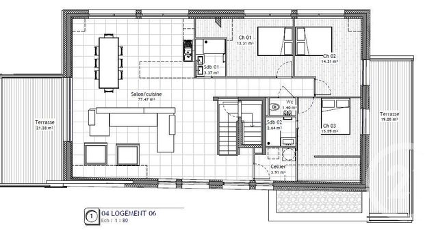 Appartement F4 à vendre - 4 pièces - 132 m2 - Neuvecelle - 74 - RHONE-ALPES