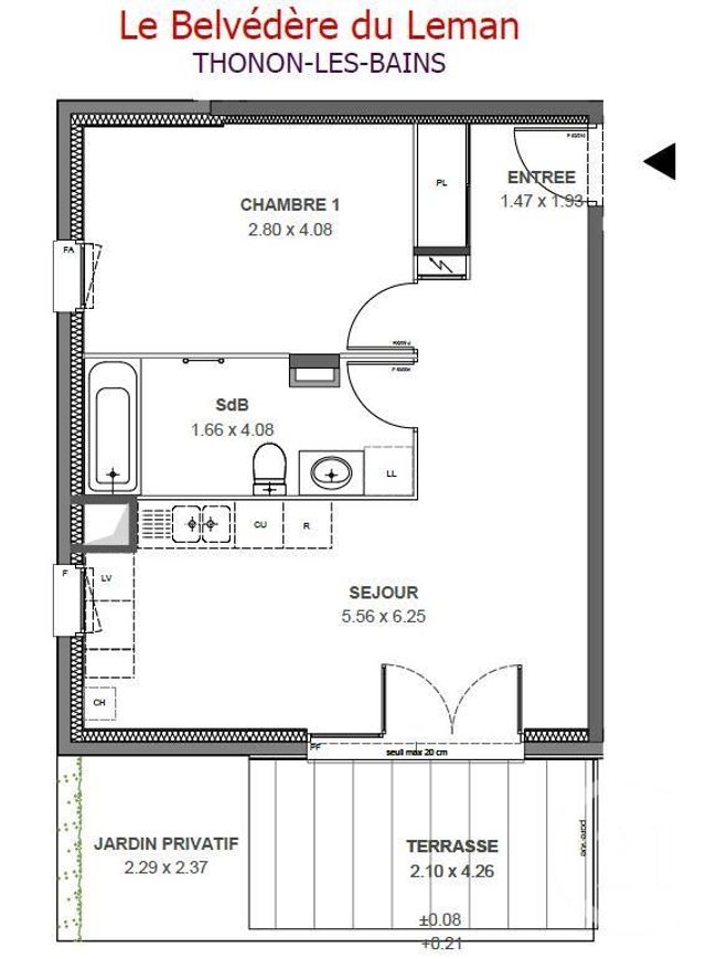 Appartement F2 à vendre - 2 pièces - 45,22 m2 - Thonon Les Bains - 74 - RHONE-ALPES