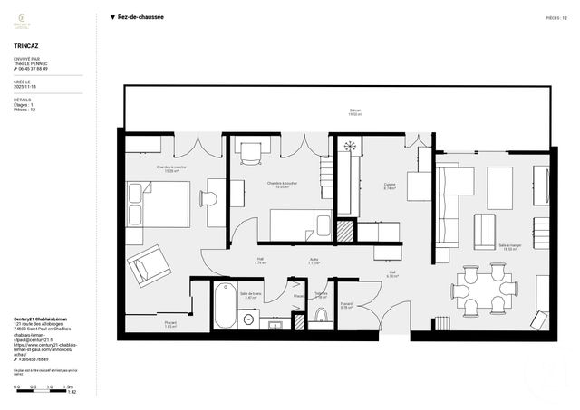 Appartement F3 à vendre - 3 pièces - 69,49 m2 - Thonon Les Bains - 74 - RHONE-ALPES