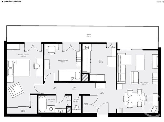 Appartement F3 &agrave; vendre - 3 pi&egrave;ces - 69,49 m2 - Thonon Les Bains - 74 - RHONE-ALPES