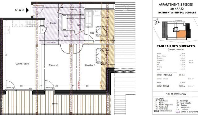 Appartement F3 à vendre - 3 pièces - 61,43 m2 - Abondance - 74 - RHONE-ALPES