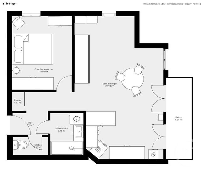 Appartement F2 à vendre - 2 pièces - 46,42 m2 - St Paul En Chablais - 74 - RHONE-ALPES